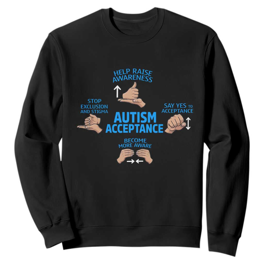 Autism Acceptance Sweatshirt Hand Neurodiversity SPED Teacher TS14 Black Print Your Wear