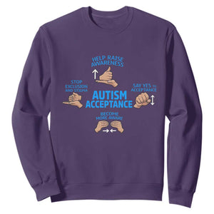 Autism Acceptance Sweatshirt Hand Neurodiversity SPED Teacher TS14 Purple Print Your Wear