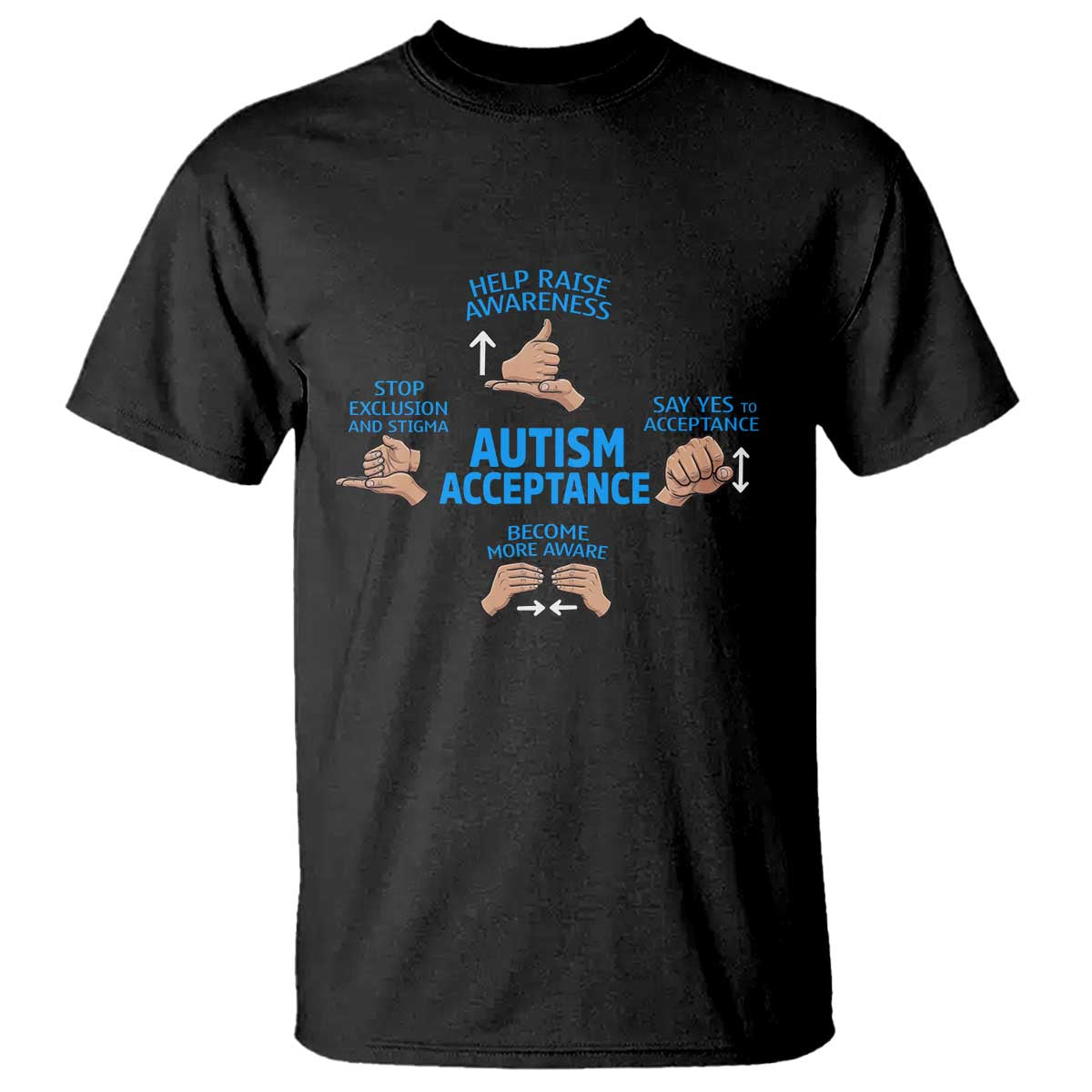 Autism Acceptance T Shirt Hand Neurodiversity SPED Teacher TS14 Black Print Your Wear