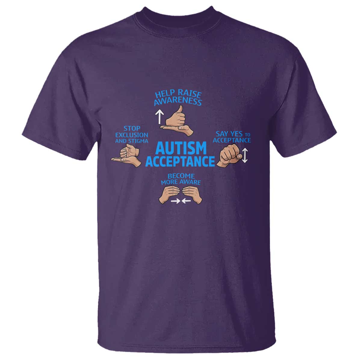 Autism Acceptance T Shirt Hand Neurodiversity SPED Teacher TS14 Purple Print Your Wear