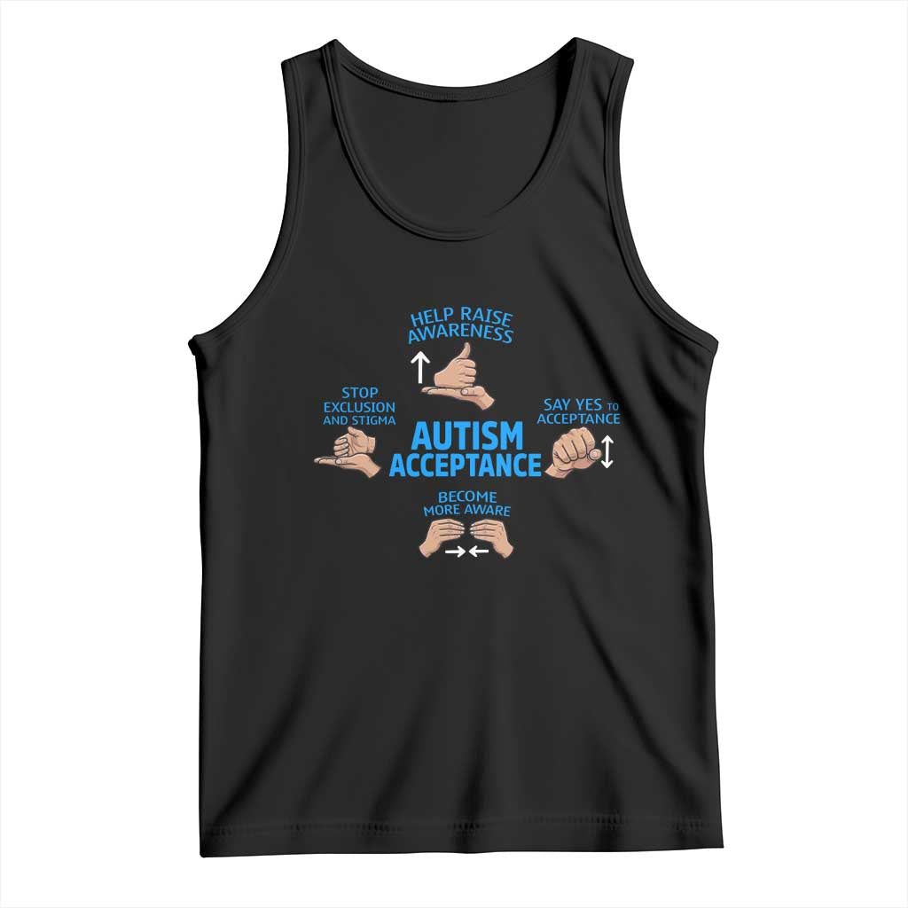 Autism Acceptance Tank Top Hand Neurodiversity SPED Teacher TS14 Black Print Your Wear