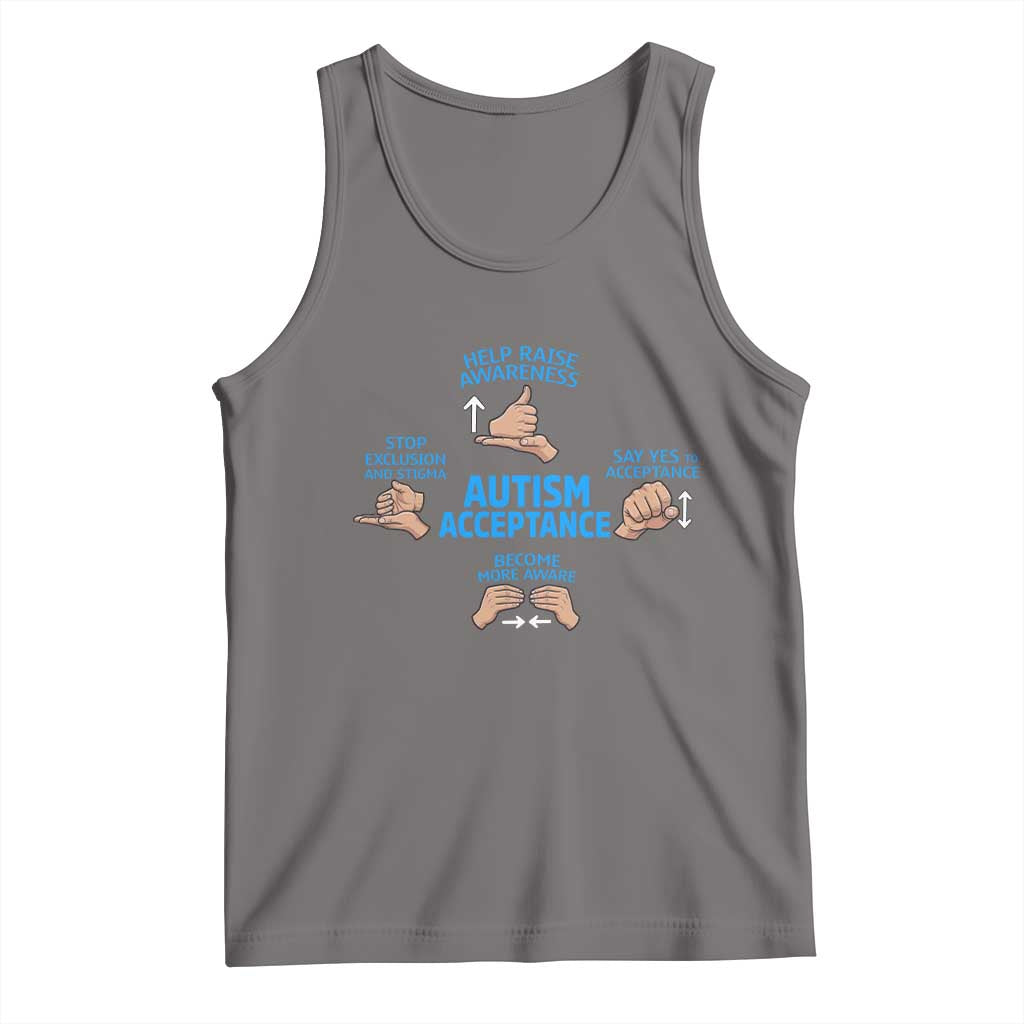 Autism Acceptance Tank Top Hand Neurodiversity SPED Teacher TS14 Deep Heather Print Your Wear