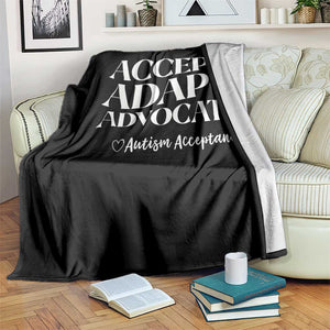 Autism Acceptance Throw Blanket Accept Adapt Advocate TS14 Print Your Wear