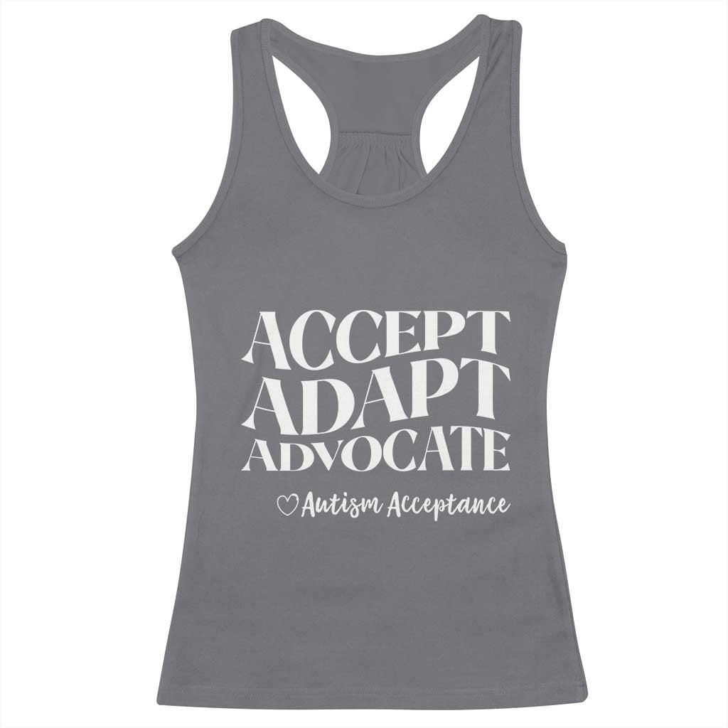 Autism Acceptance Racerback Tank Top Accept Adapt Advocate TS14 Charcoal Print Your Wear