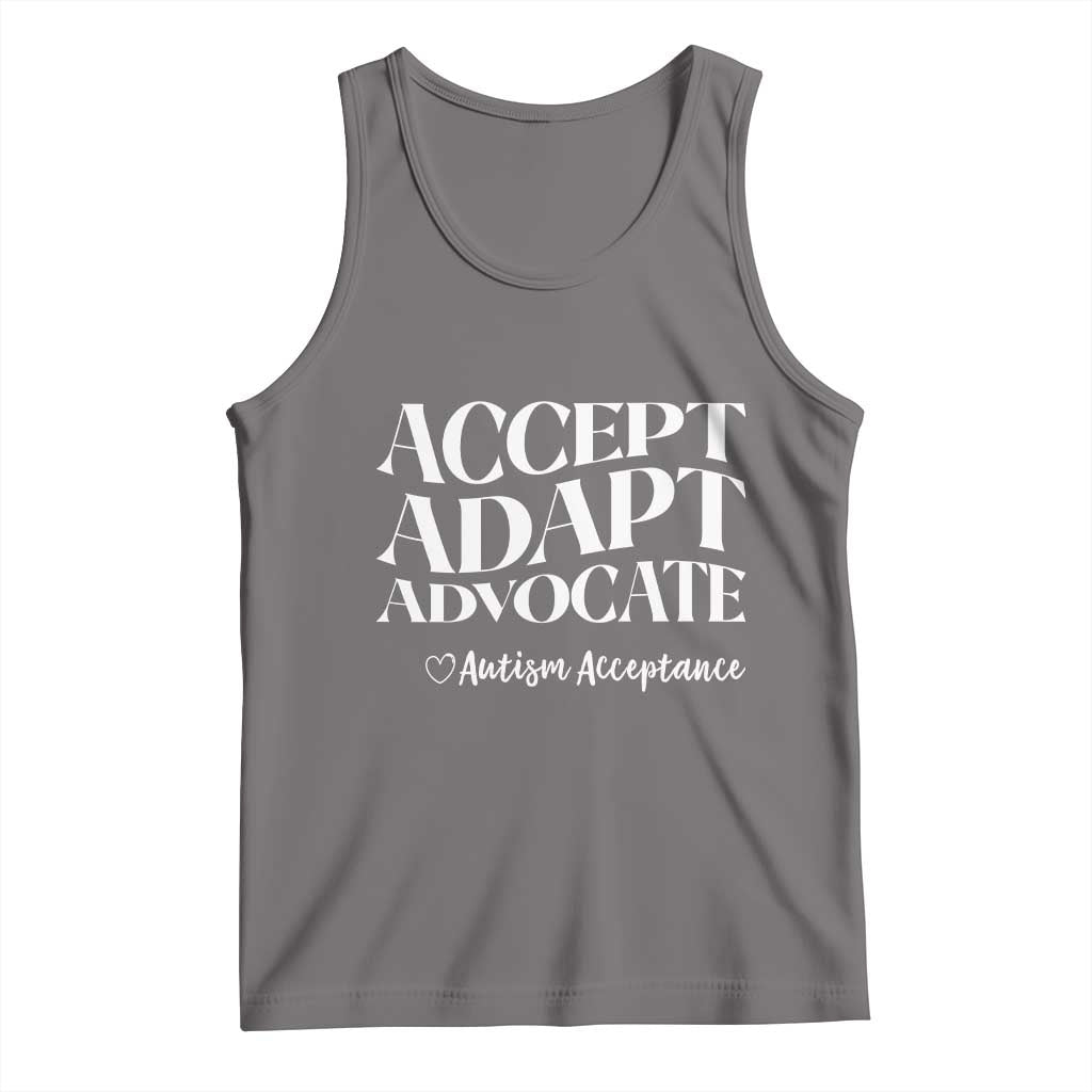 Autism Acceptance Tank Top Accept Adapt Advocate TS14 Deep Heather Print Your Wear