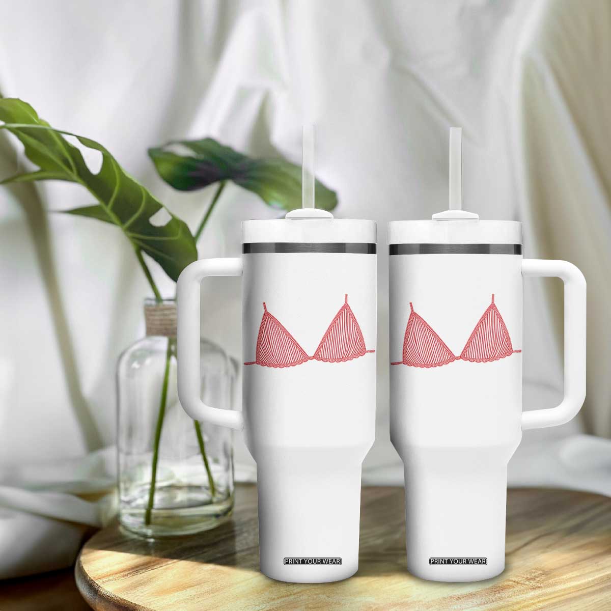 Coastal Bikini Tumbler With Handle Girls Trip Matching Beach Weekend TS14 Print Your Wear