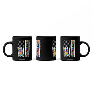 Autism Acceptance Coffee Mug US Flag Ribbon Support Neurodiversity TS14 Print Your Wear