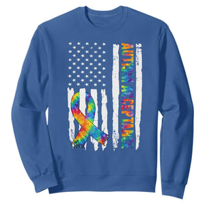 Autism Acceptance Sweatshirt US Flag Ribbon Support Neurodiversity TS14 Royal Blue Print Your Wear