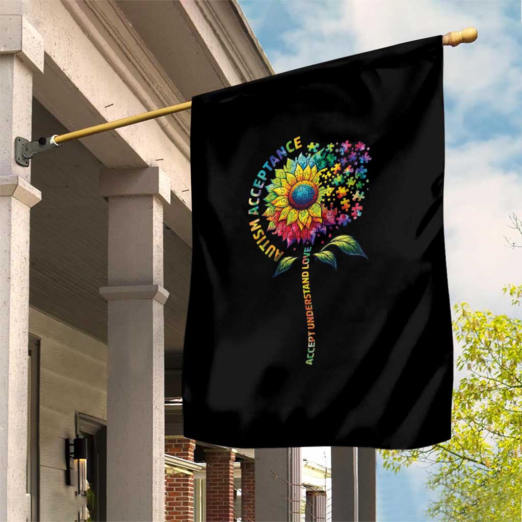 Autism Acceptance Garden Flag Accept Understand Love Sunflower Puzzle TS14 Print Your Wear