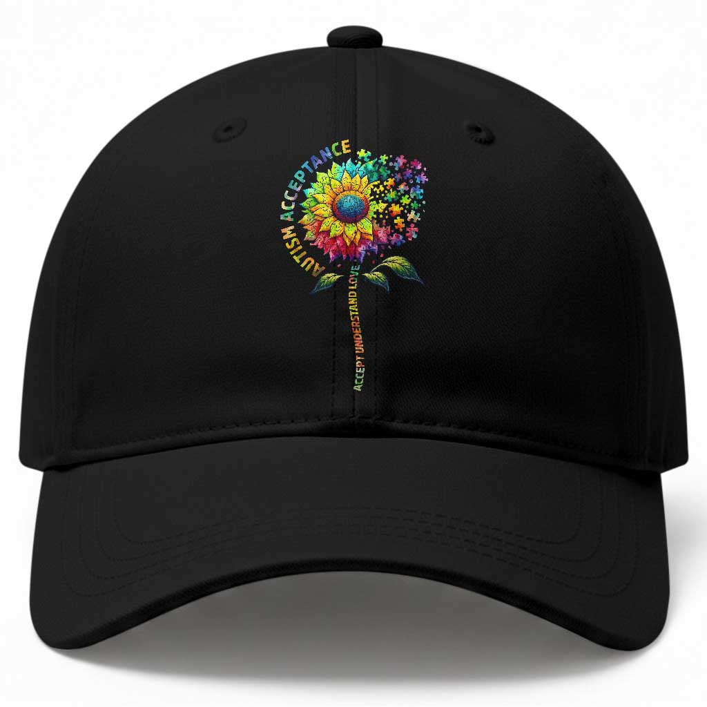 Autism Acceptance Baseball Cap Accept Understand Love Sunflower Puzzle TS14 Print Your Wear
