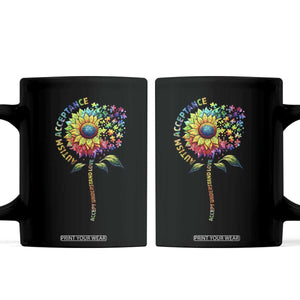 Autism Acceptance Coffee Mug Accept Understand Love Sunflower Puzzle TS14 Black Print Your Wear