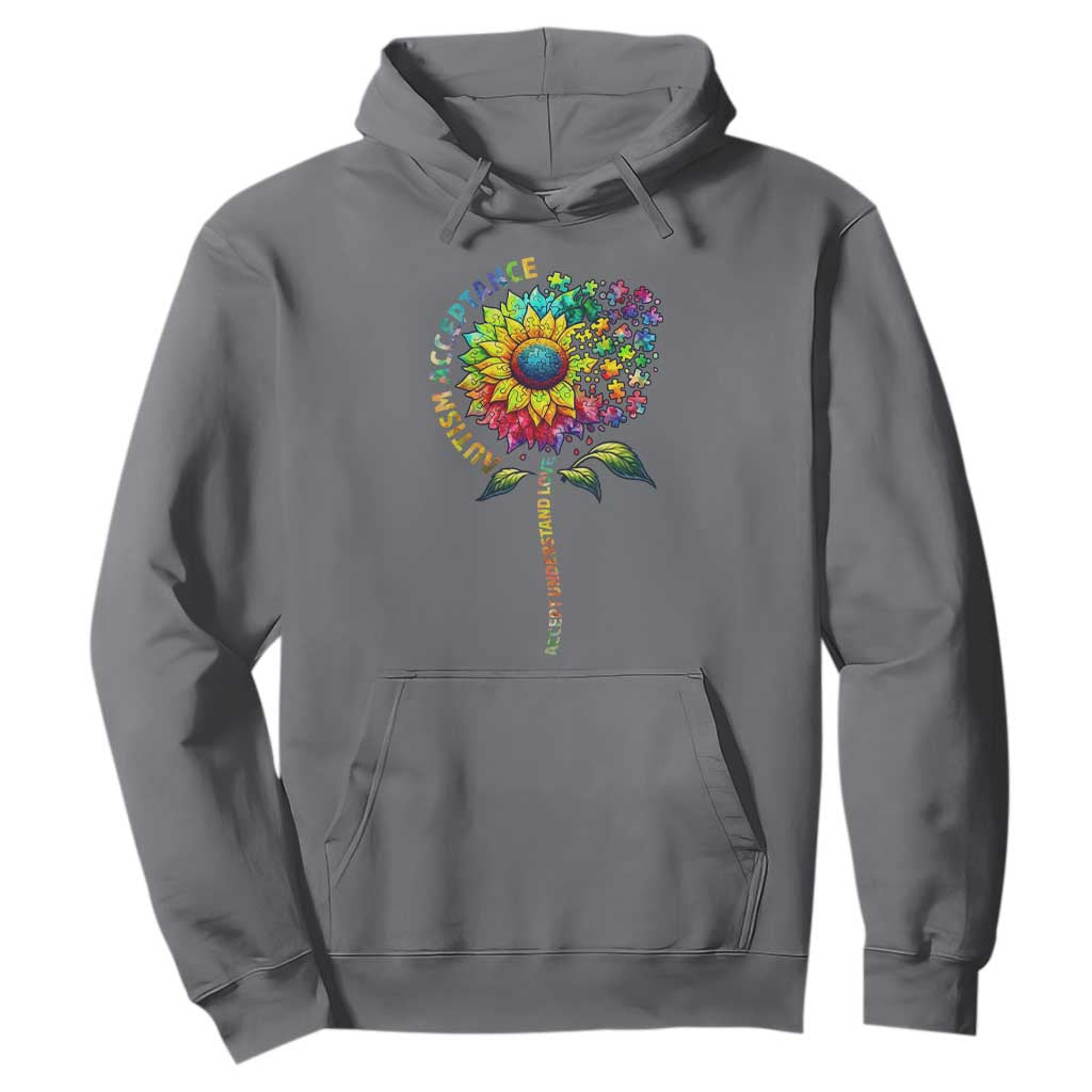 Autism Acceptance Hoodie Accept Understand Love Sunflower Puzzle TS14 Charcoal Print Your Wear