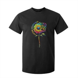Autism Acceptance T Shirt For Kid Accept Understand Love Sunflower Puzzle TS14 Black Print Your Wear
