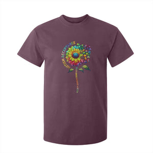 Autism Acceptance T Shirt For Kid Accept Understand Love Sunflower Puzzle TS14 Maroon Print Your Wear