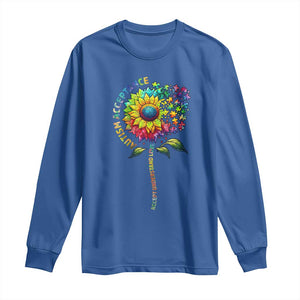 Autism Acceptance Long Sleeve Shirt Accept Understand Love Sunflower Puzzle TS14 Royal Blue Print Your Wear