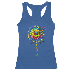 Autism Acceptance Racerback Tank Top Accept Understand Love Sunflower Puzzle TS14 Royal Blue Print Your Wear
