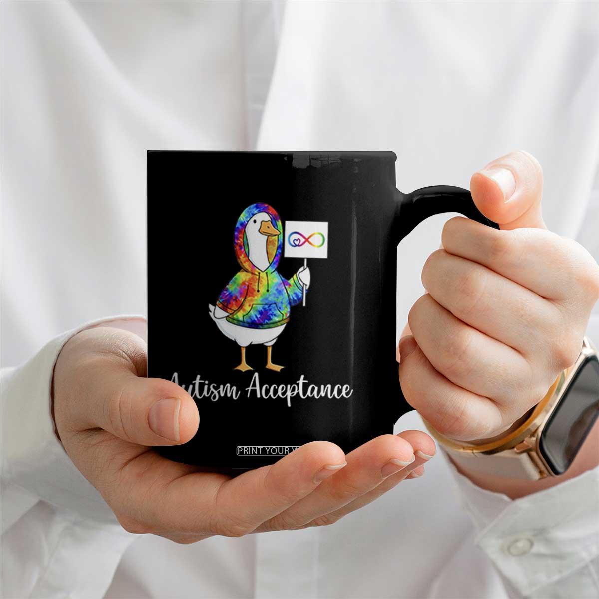Autism Acceptance Coffee Mug Accept Understand Love Support Neurodivergent TS14 Print Your Wear