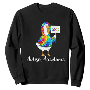 Autism Acceptance Sweatshirt Accept Understand Love Support Neurodivergent TS14 Black Print Your Wear