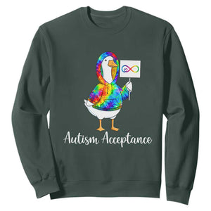 Autism Acceptance Sweatshirt Accept Understand Love Support Neurodivergent TS14 Dark Forest Green Print Your Wear