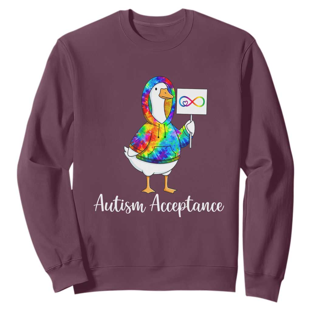 Autism Acceptance Sweatshirt Accept Understand Love Support Neurodivergent TS14 Maroon Print Your Wear