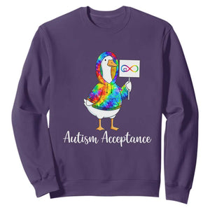 Autism Acceptance Sweatshirt Accept Understand Love Support Neurodivergent TS14 Purple Print Your Wear