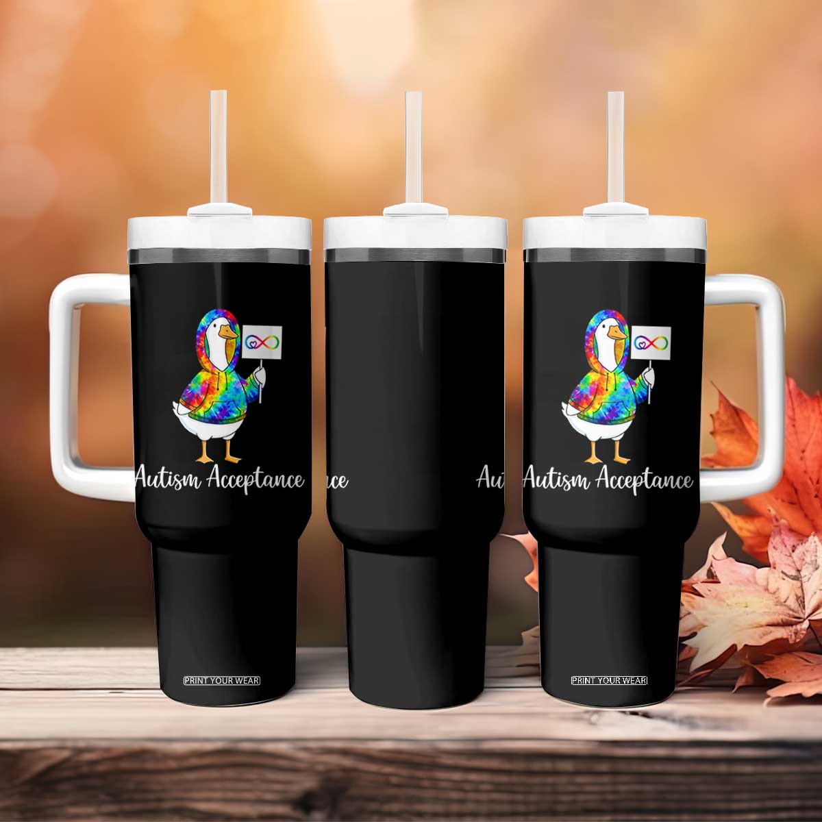 Autism Acceptance Tumbler With Handle Accept Understand Love Support Neurodivergent TS14 Print Your Wear