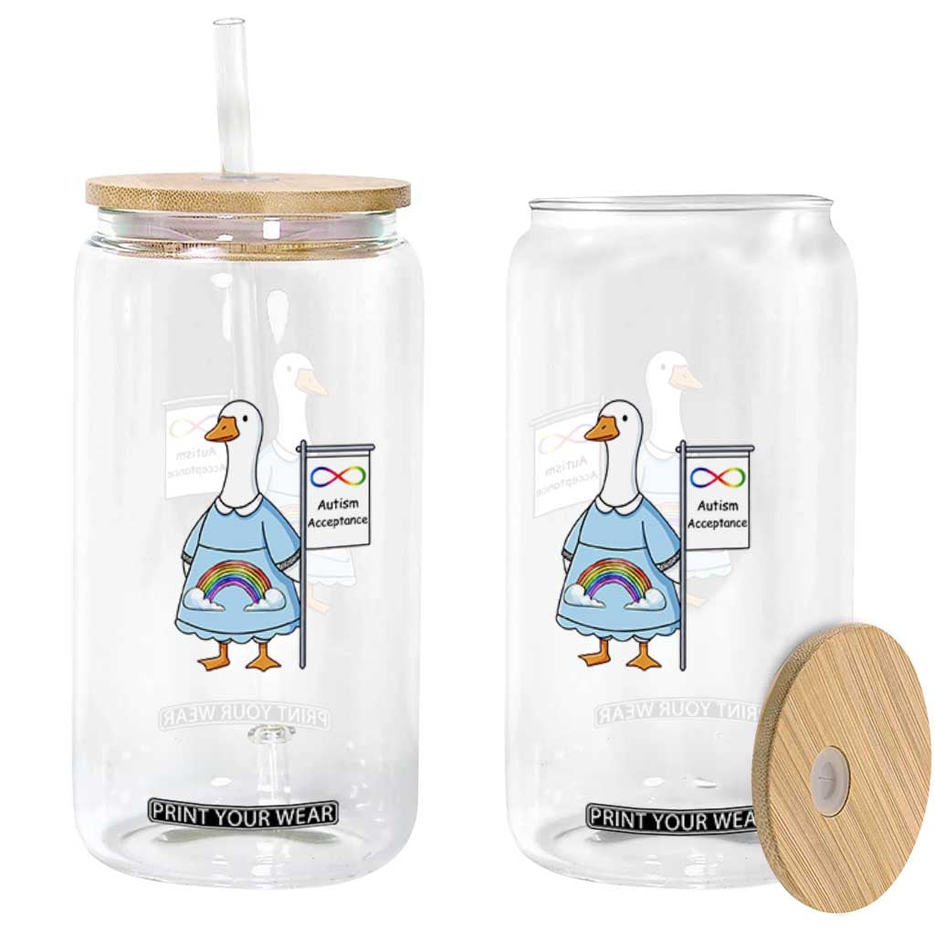 Autism Acceptance Glass Can Neurodivergent Awareness Silly Goose Support TS14 Print Your Wear