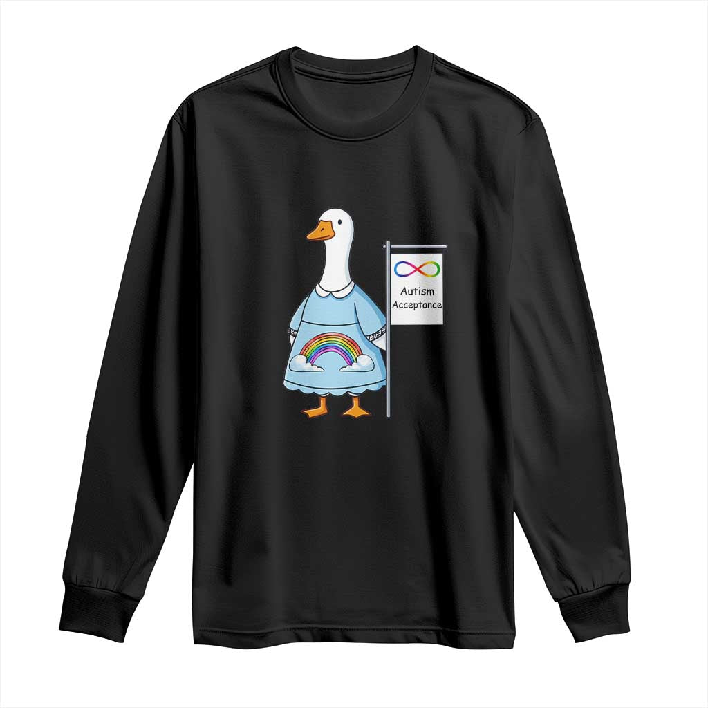 Autism Acceptance Long Sleeve Shirt Neurodivergent Awareness Silly Goose Support TS14 Black Print Your Wear