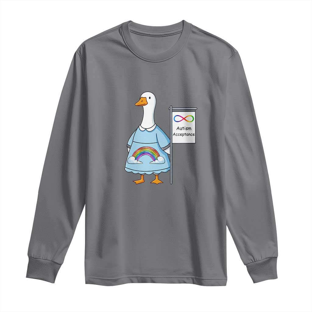 Autism Acceptance Long Sleeve Shirt Neurodivergent Awareness Silly Goose Support TS14 Charcoal Print Your Wear