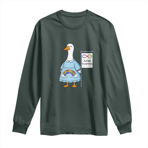Autism Acceptance Long Sleeve Shirt Neurodivergent Awareness Silly Goose Support TS14 Dark Forest Green Print Your Wear
