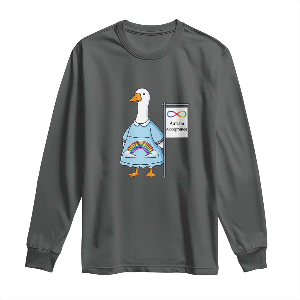 Autism Acceptance Long Sleeve Shirt Neurodivergent Awareness Silly Goose Support TS14 Dark Heather Print Your Wear