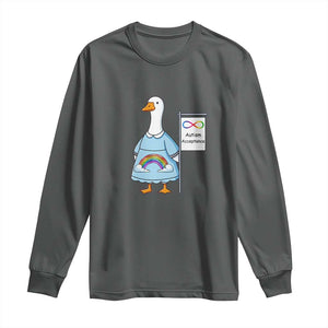 Autism Acceptance Long Sleeve Shirt Neurodivergent Awareness Silly Goose Support TS14 Dark Heather Print Your Wear