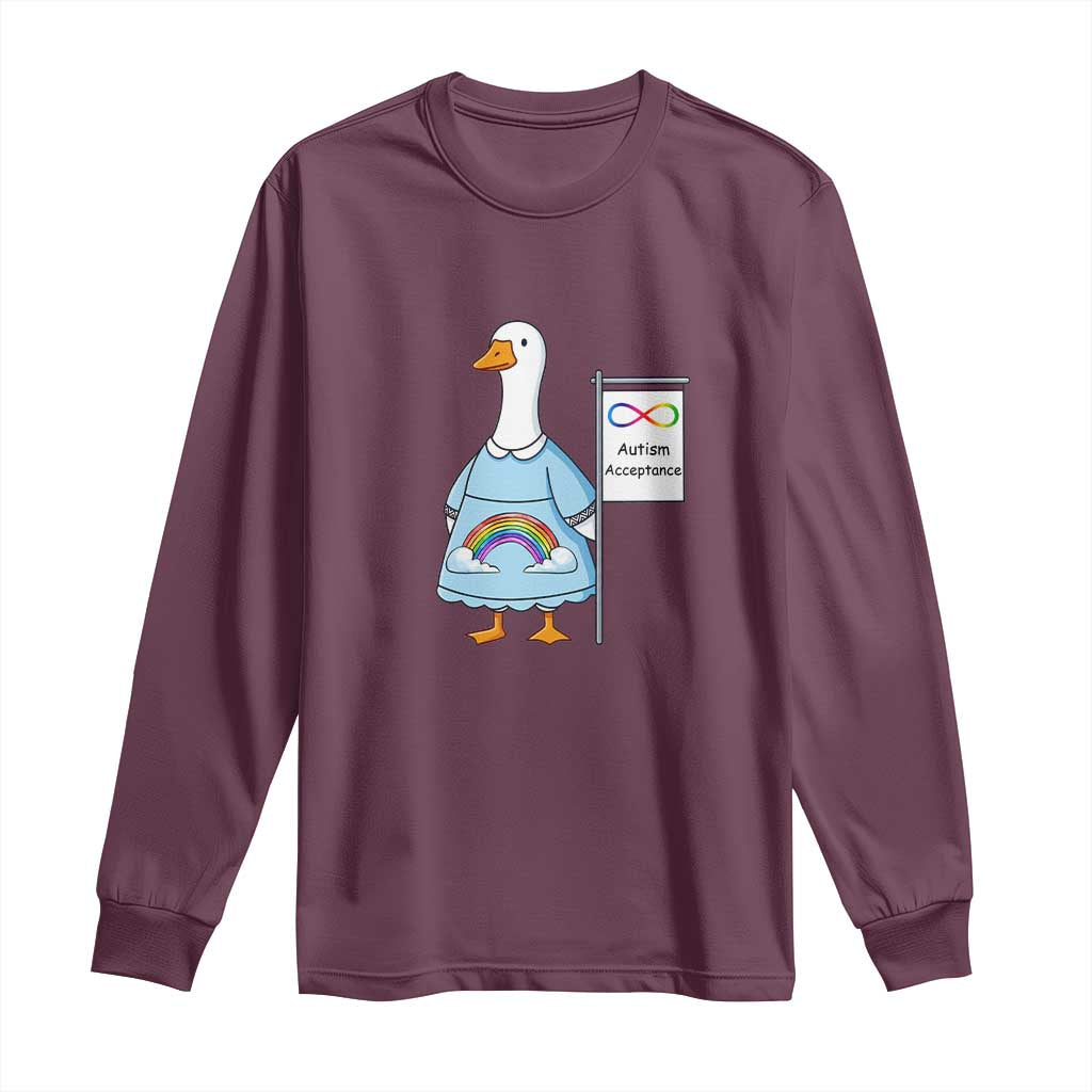 Autism Acceptance Long Sleeve Shirt Neurodivergent Awareness Silly Goose Support TS14 Maroon Print Your Wear