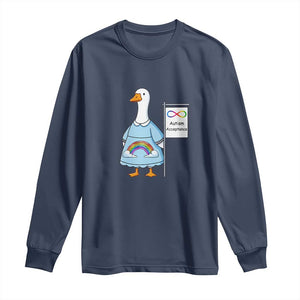 Autism Acceptance Long Sleeve Shirt Neurodivergent Awareness Silly Goose Support TS14 Navy Print Your Wear