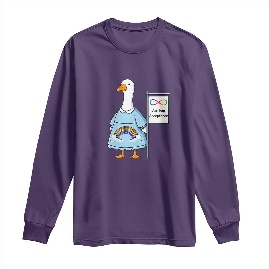Autism Acceptance Long Sleeve Shirt Neurodivergent Awareness Silly Goose Support TS14 Purple Print Your Wear