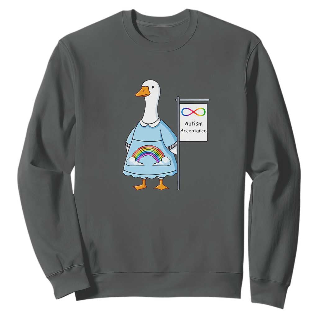Autism Acceptance Sweatshirt Neurodivergent Awareness Silly Goose Support TS14 Dark Heather Print Your Wear