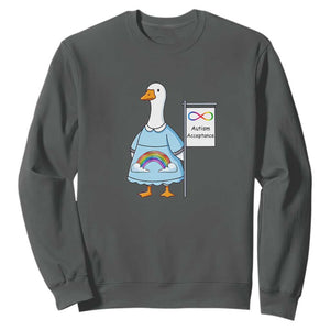 Autism Acceptance Sweatshirt Neurodivergent Awareness Silly Goose Support TS14 Dark Heather Print Your Wear