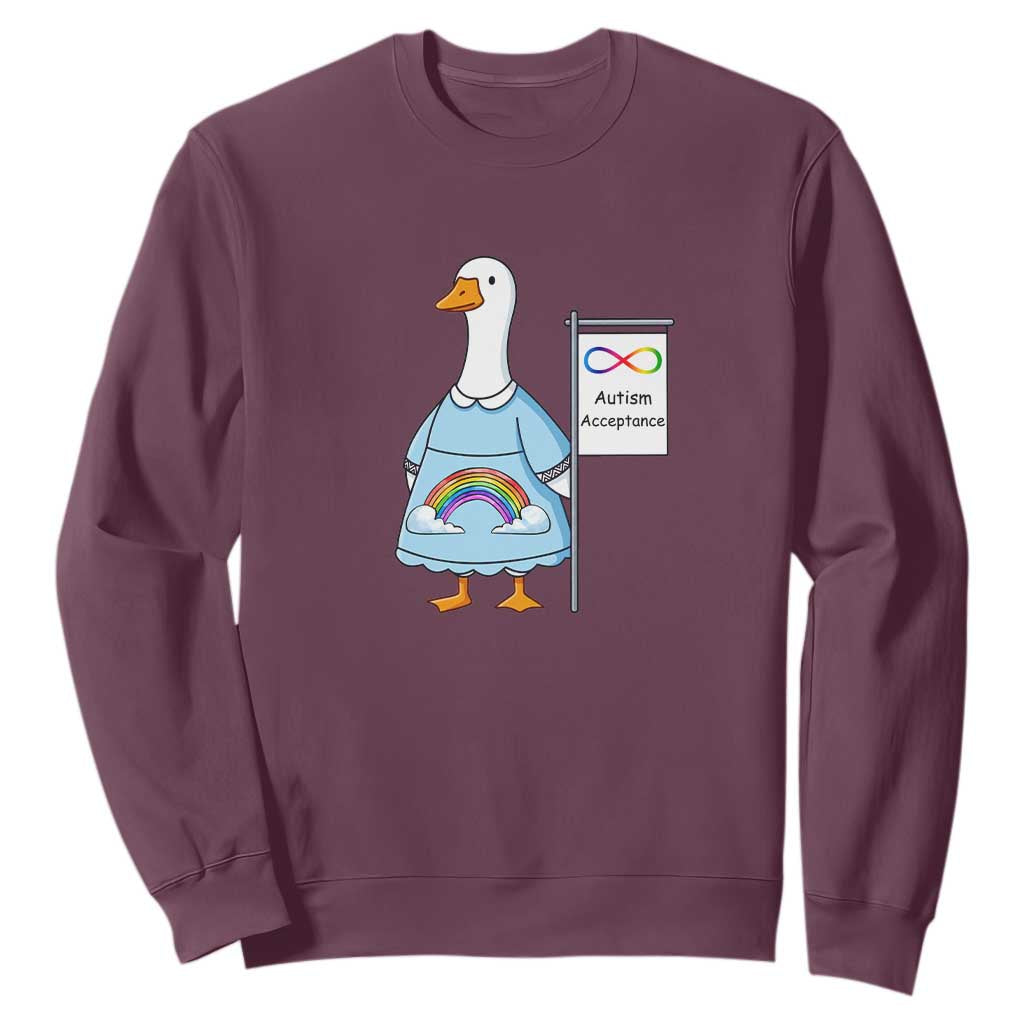 Autism Acceptance Sweatshirt Neurodivergent Awareness Silly Goose Support TS14 Maroon Print Your Wear
