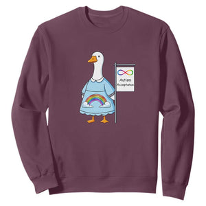 Autism Acceptance Sweatshirt Neurodivergent Awareness Silly Goose Support TS14 Maroon Print Your Wear