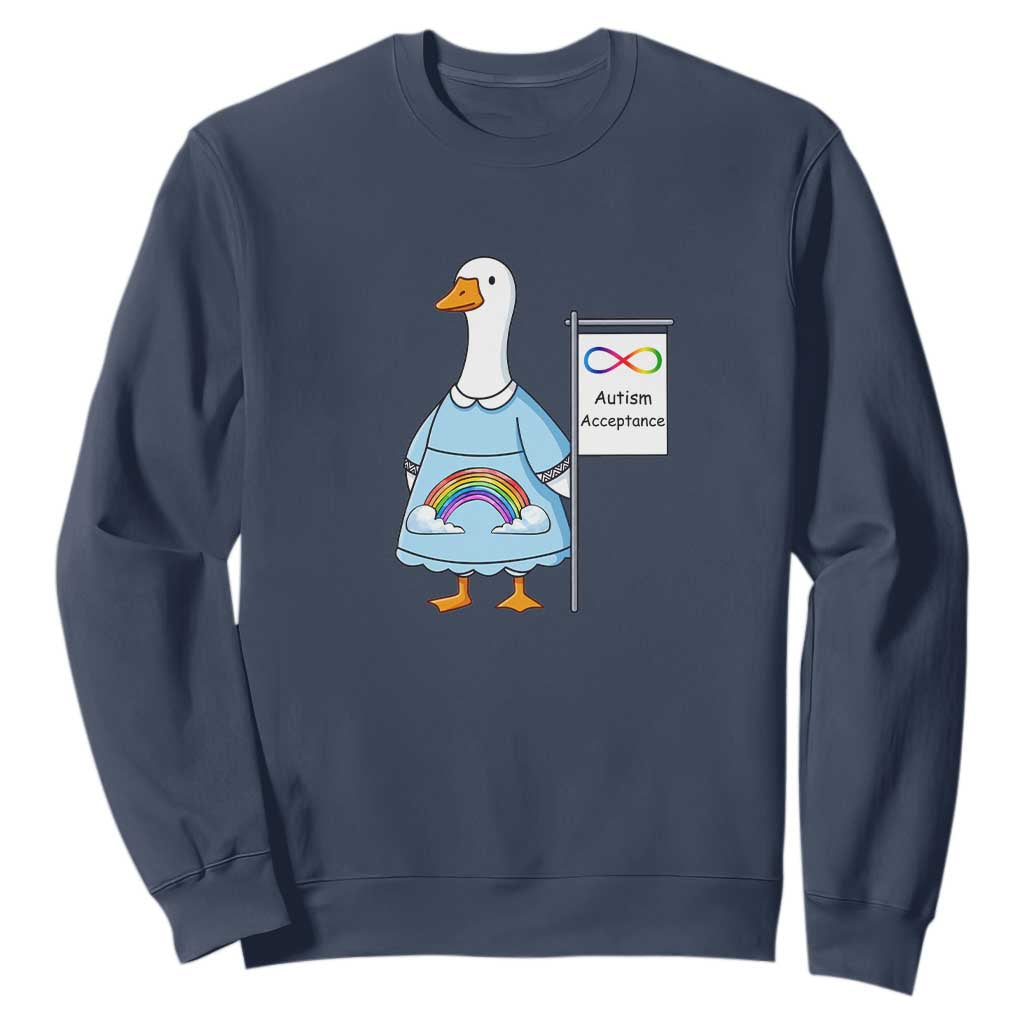Autism Acceptance Sweatshirt Neurodivergent Awareness Silly Goose Support TS14 Navy Print Your Wear
