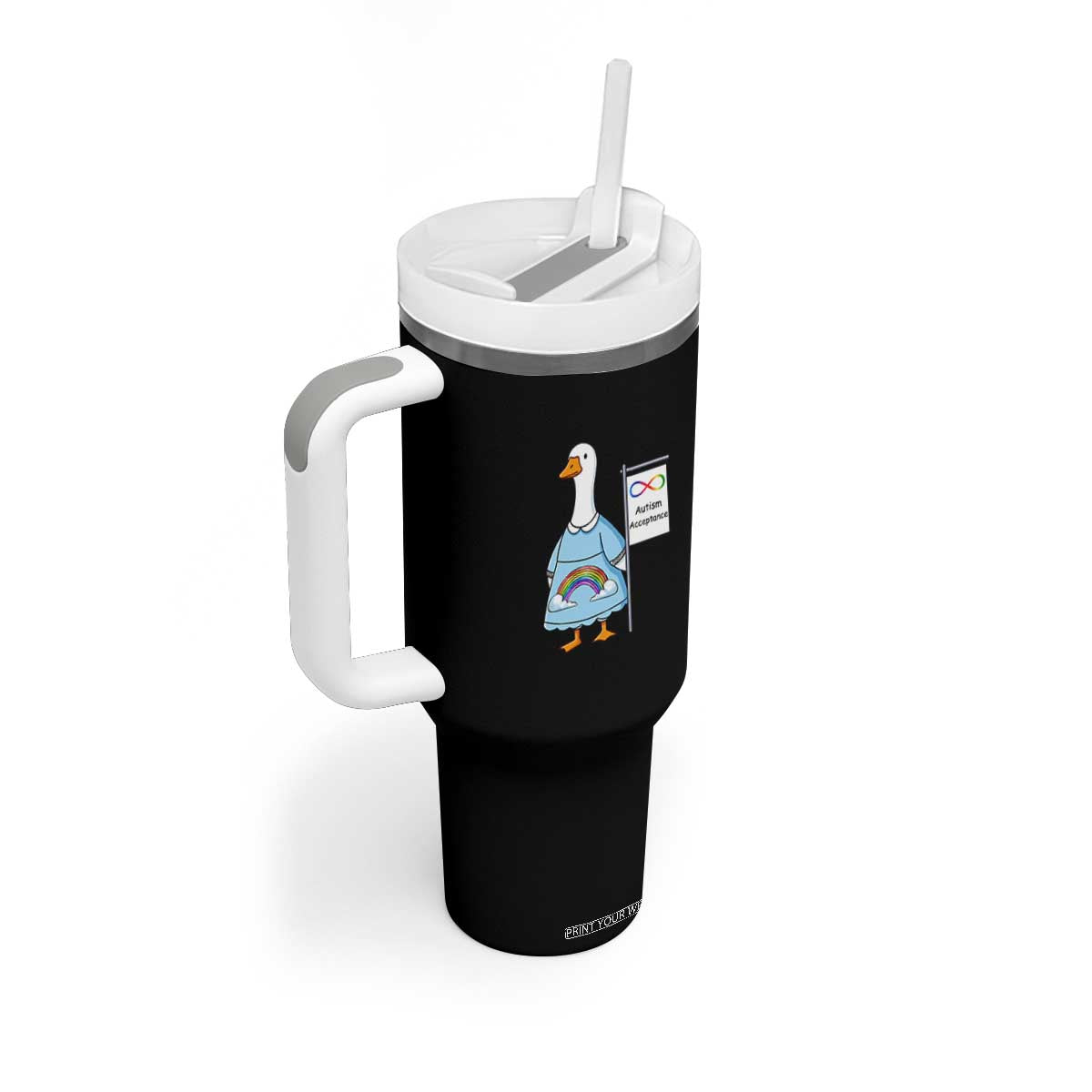Autism Acceptance Tumbler With Handle Neurodivergent Awareness Silly Goose Support TS14 Print Your Wear