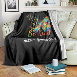 Autism Acceptance Throw Blanket In A World Where You Can Be Anything Be Kind Butterfly Puzzle TS14 Print Your Wear
