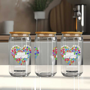 Autism Acceptance Glass Can Love Heart Puzzle Piece Gift TS14 Print Your Wear