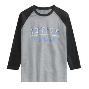 Autism Awareness Raglan Shirt Neurodivergent Pride Infinity Symbol Support TS14 Heather Gray Black Print Your Wear