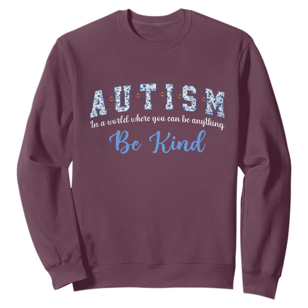 Autism Awareness Sweatshirt Neurodivergent Pride Infinity Symbol Support TS14 Maroon Print Your Wear