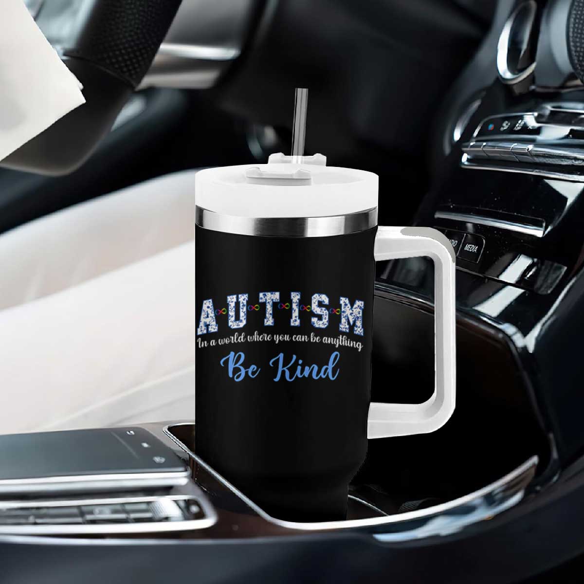 Autism Awareness Tumbler With Handle Neurodivergent Pride Infinity Symbol Support TS14 Print Your Wear