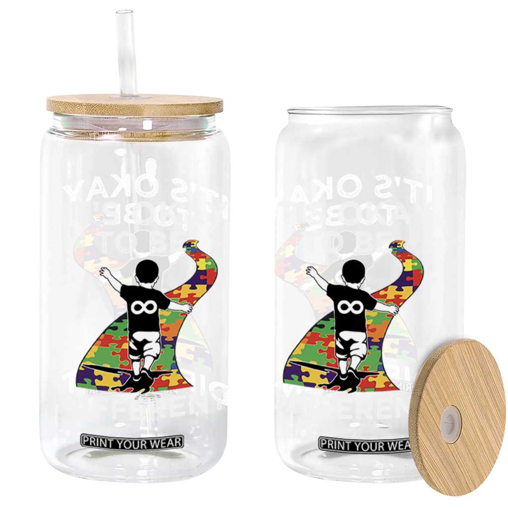 Autism Acceptance Glass Can It's Okay To Be Different TS14 Print Your Wear
