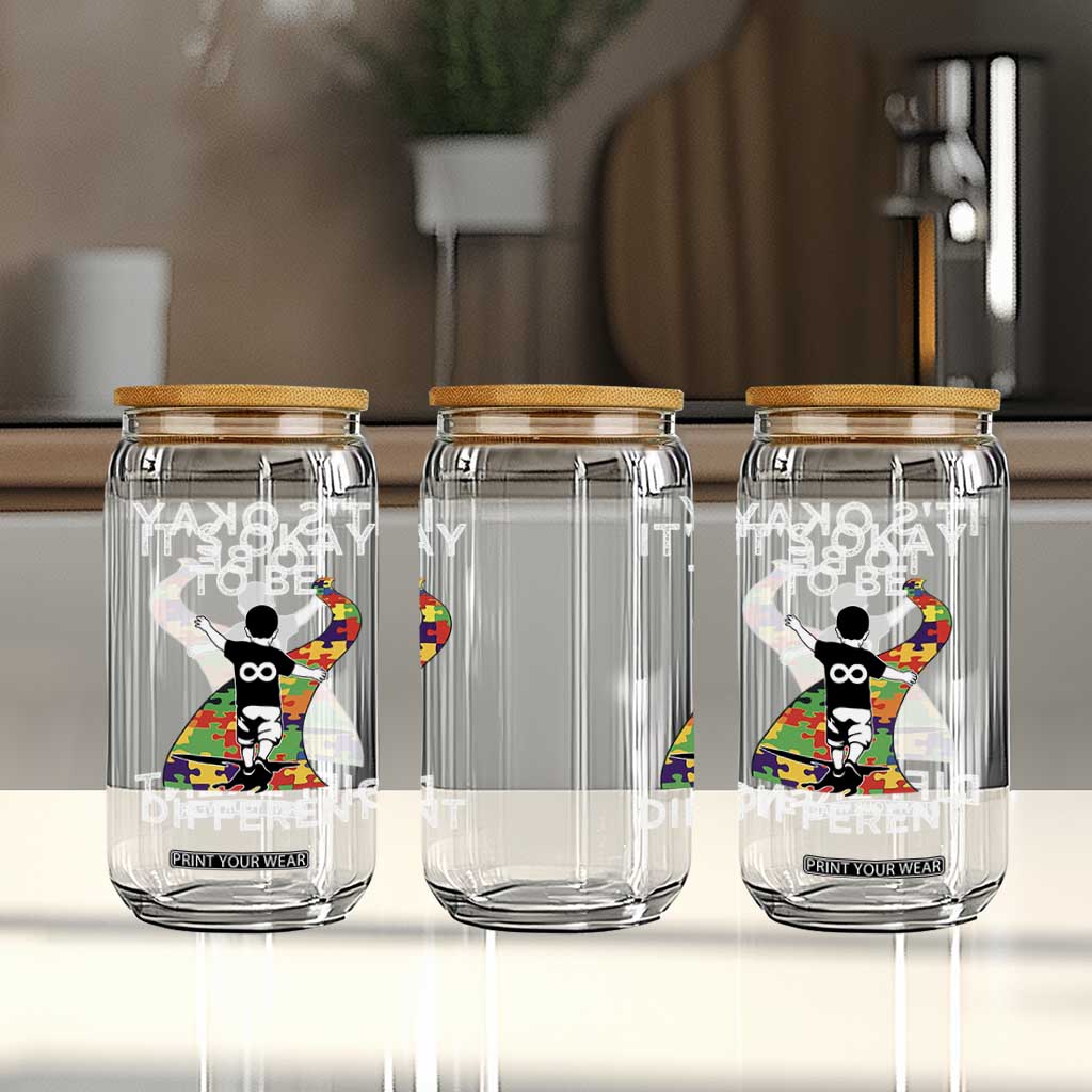 Autism Acceptance Glass Can It's Okay To Be Different TS14 Print Your Wear