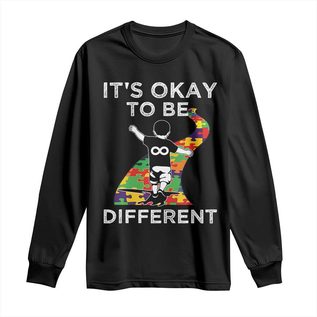 Autism Acceptance Long Sleeve Shirt It's Okay To Be Different TS14 Black Print Your Wear