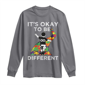 Autism Acceptance Long Sleeve Shirt It's Okay To Be Different TS14 Charcoal Print Your Wear